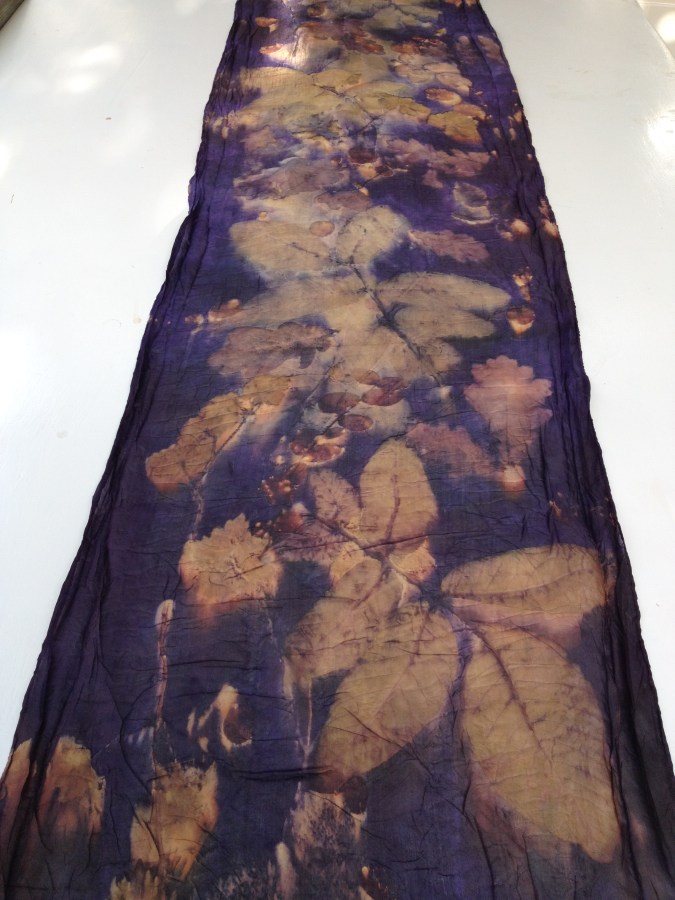 5 Ecoprint pongé Walnut Logwood Walnoot