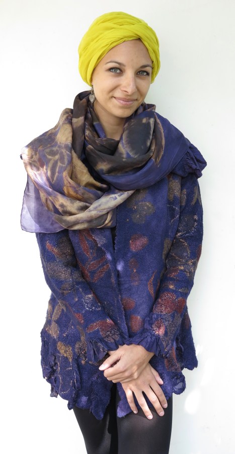 ecoprint jacket and scarf logwood