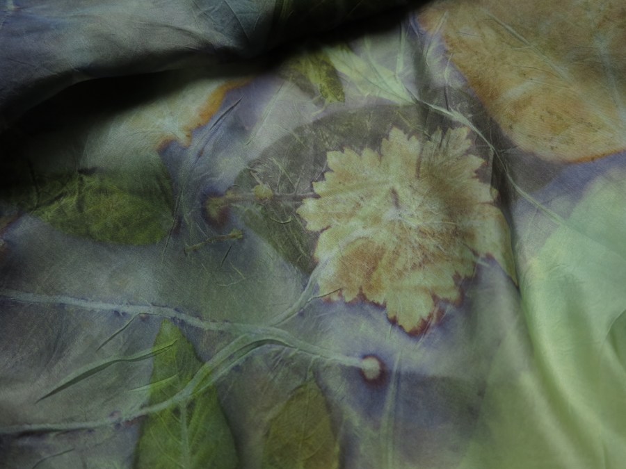 geranium printing on silk
