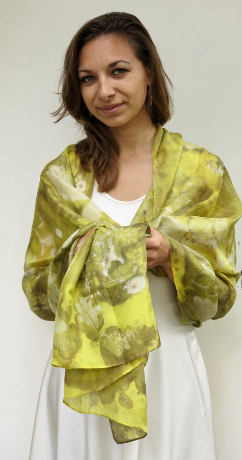 Ecoprint sjaal 49 weld / wouw /geel