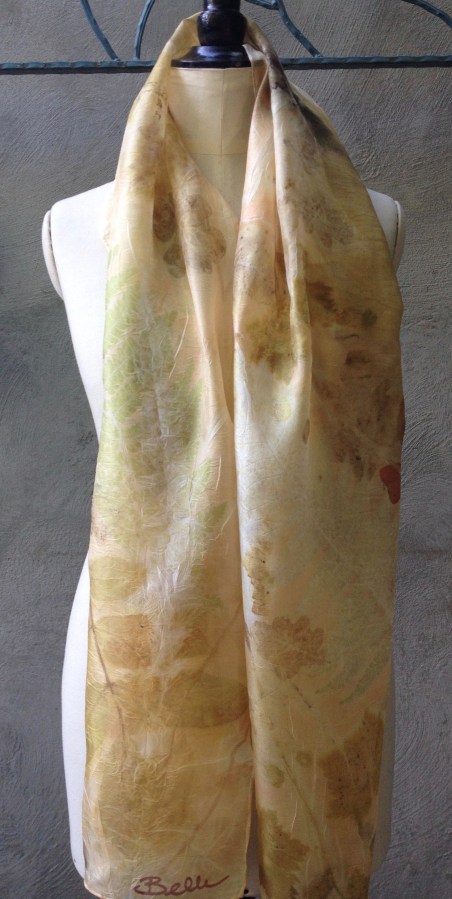 zachte zijden ecoprint sjaal