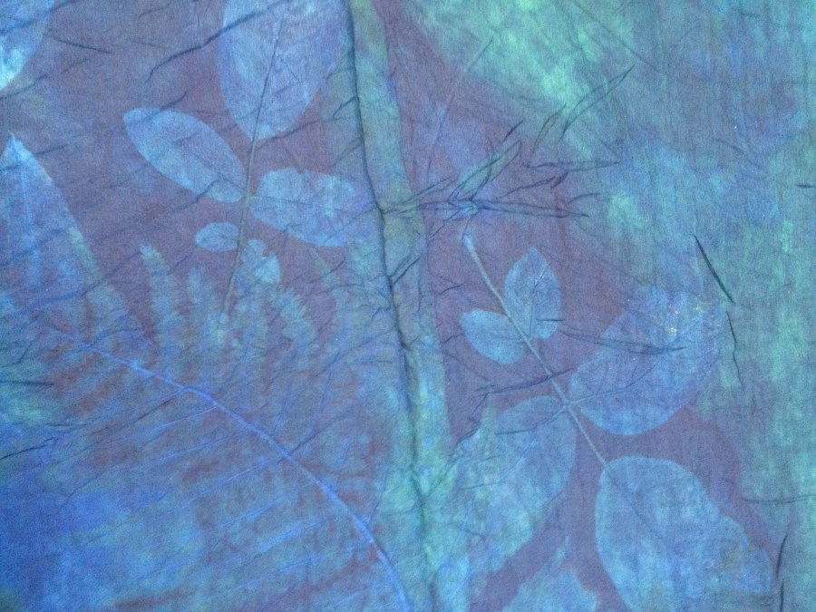 blauwe bladerenafdruk indigo