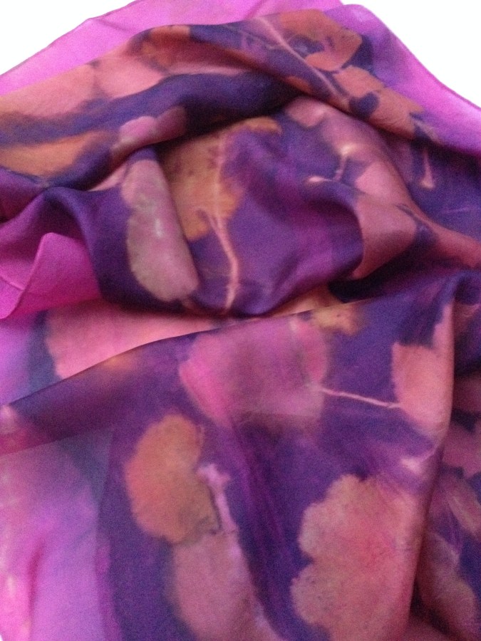 Ecoprint zijden sjaal cochenille