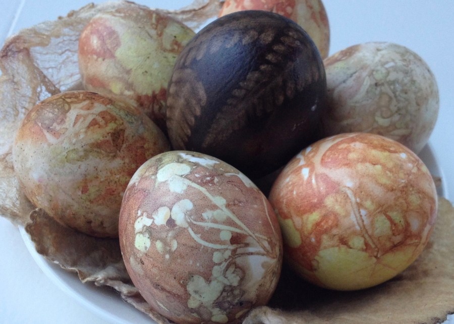 paaseieren EcoPrint easter eggs