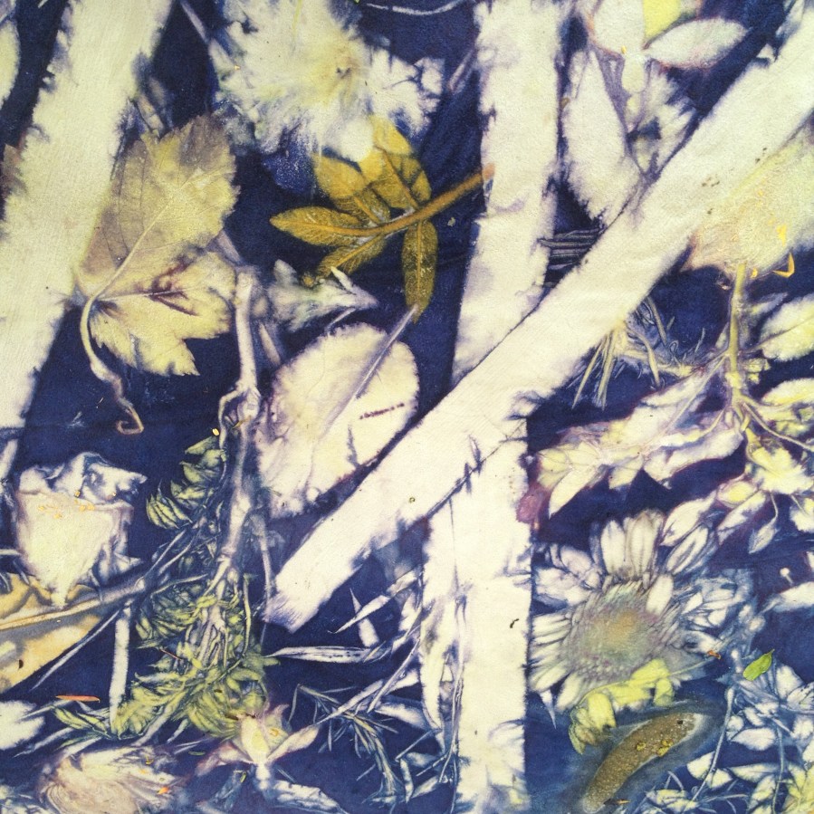 ecoprinten leer blauw