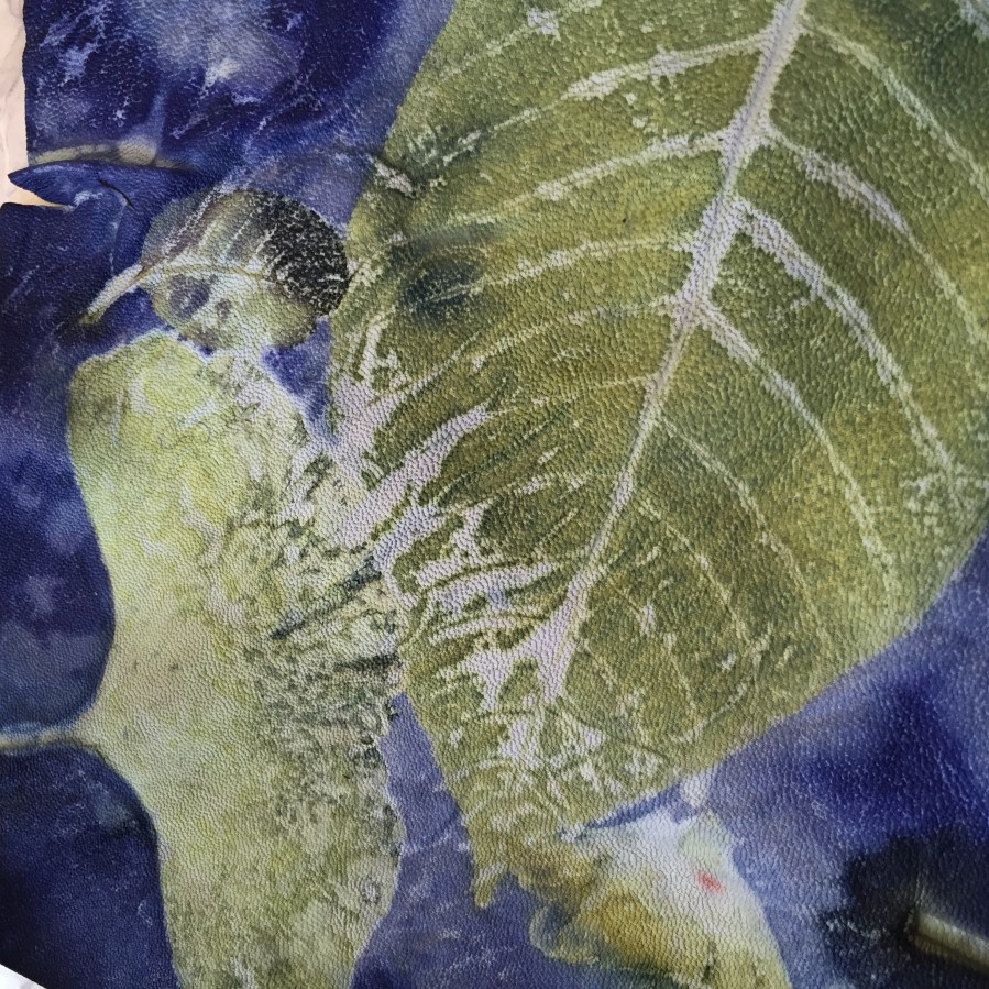 Ecoprinten leer blauw