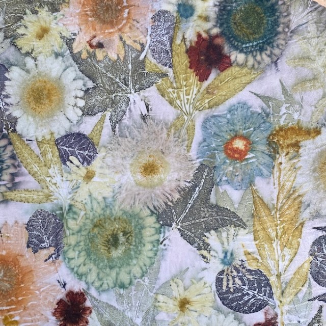 online workshop ecoprinten op leer Happy Flowers